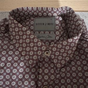 Stitch Note Men's Red Patterned Shirt
